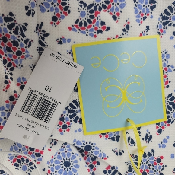 **NWT**‎ CeCe "APRIL" Cutout Fit and Flair Ultra White Dress - Picture 12 of 12